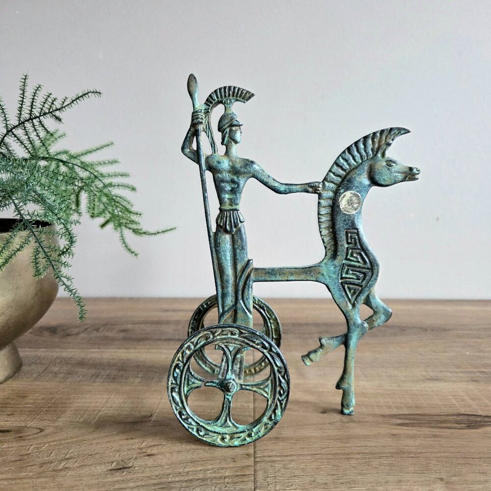 Vintage Riproduzione Archeologica Italy Bronze Greek Athenian Warrior
